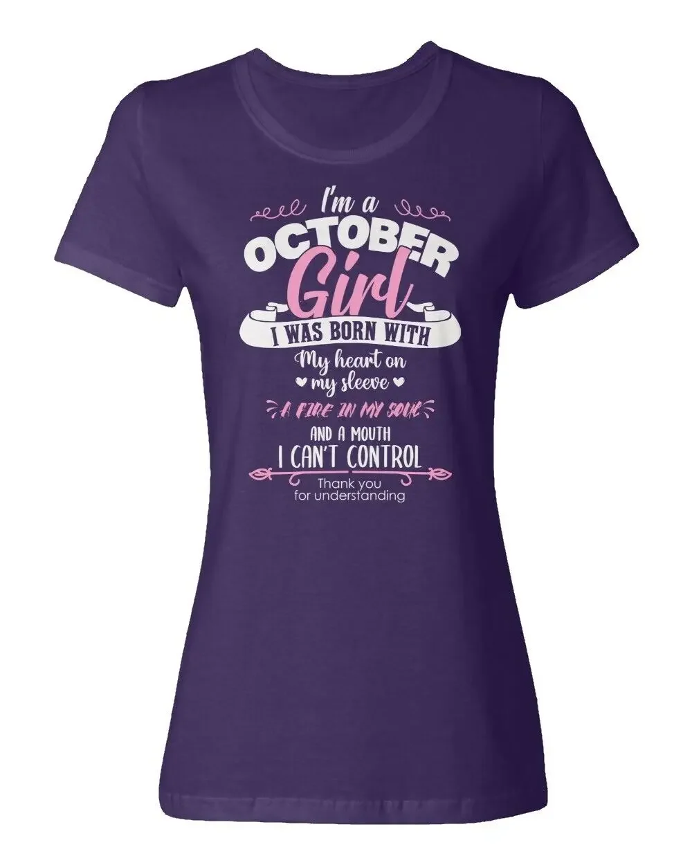 Birthday Girl Born in October Funny Gift B-Day Party Ladies' Crewneck T-Shirt