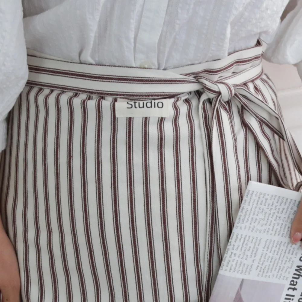 

Прочный хлопковый фартук в полоску, противообрастающий, против масла, кулинарный полуфартук, элегантный моющийся фартук для кафе, чистка