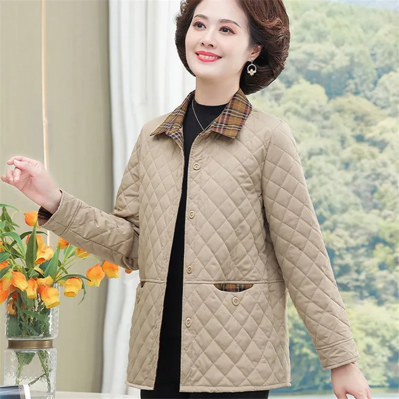 Winter Cotton Jacket Women 2023 New Loose Lapel Coat Fashion Pocket Outerwear Pure Colour Single-Breasted Overcoat Female 5XL