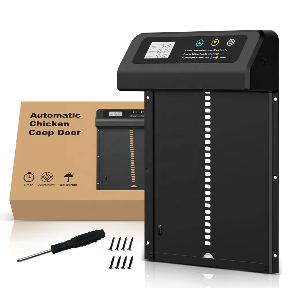 

Hot Sale Chicken Coop Door Aluminum Alloy Chicken Nest Door Timing Lift Chicken Door