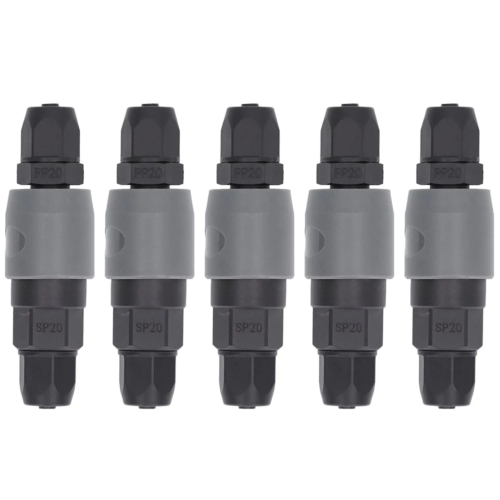 

5-Pack Pneumatic Quick Connect Hose Fittings - C-Type Self-Locking Plastic & Steel Couplers
