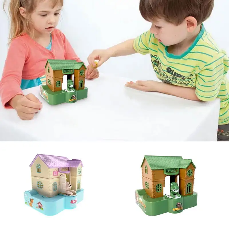 Funny Coin Bank Puppy House Savings Bank Fun Dinosaur House Money Box Automatically Swallow With Light And Music Effect