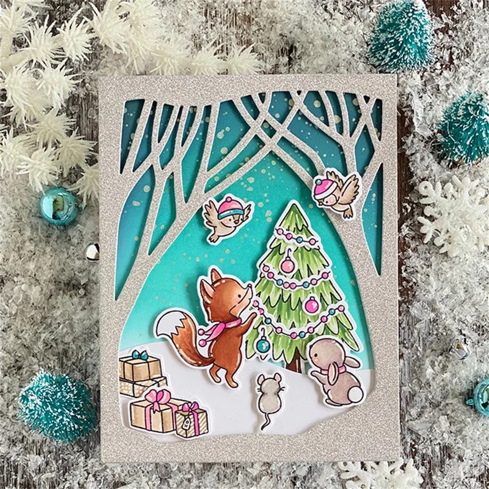 Winter Woods Overlay Cutting Dies For DIY Scrapbooking Album Christmas Card Making Decoration Paper Craft Metal Die Cuts Knife