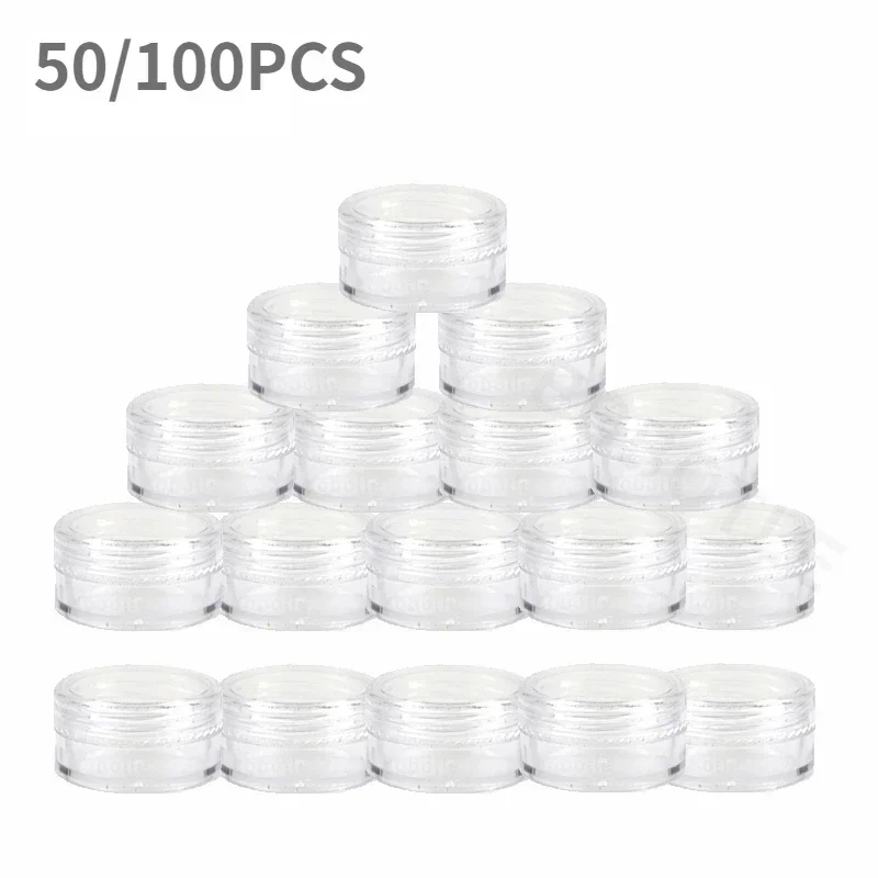 100 stücke 2g/5g/10g Leere Kosmetische Make-Up Jar Töpfe Kunststoff Probe Container Transparente Probe flaschen Lidschatten Creme Lip Balm