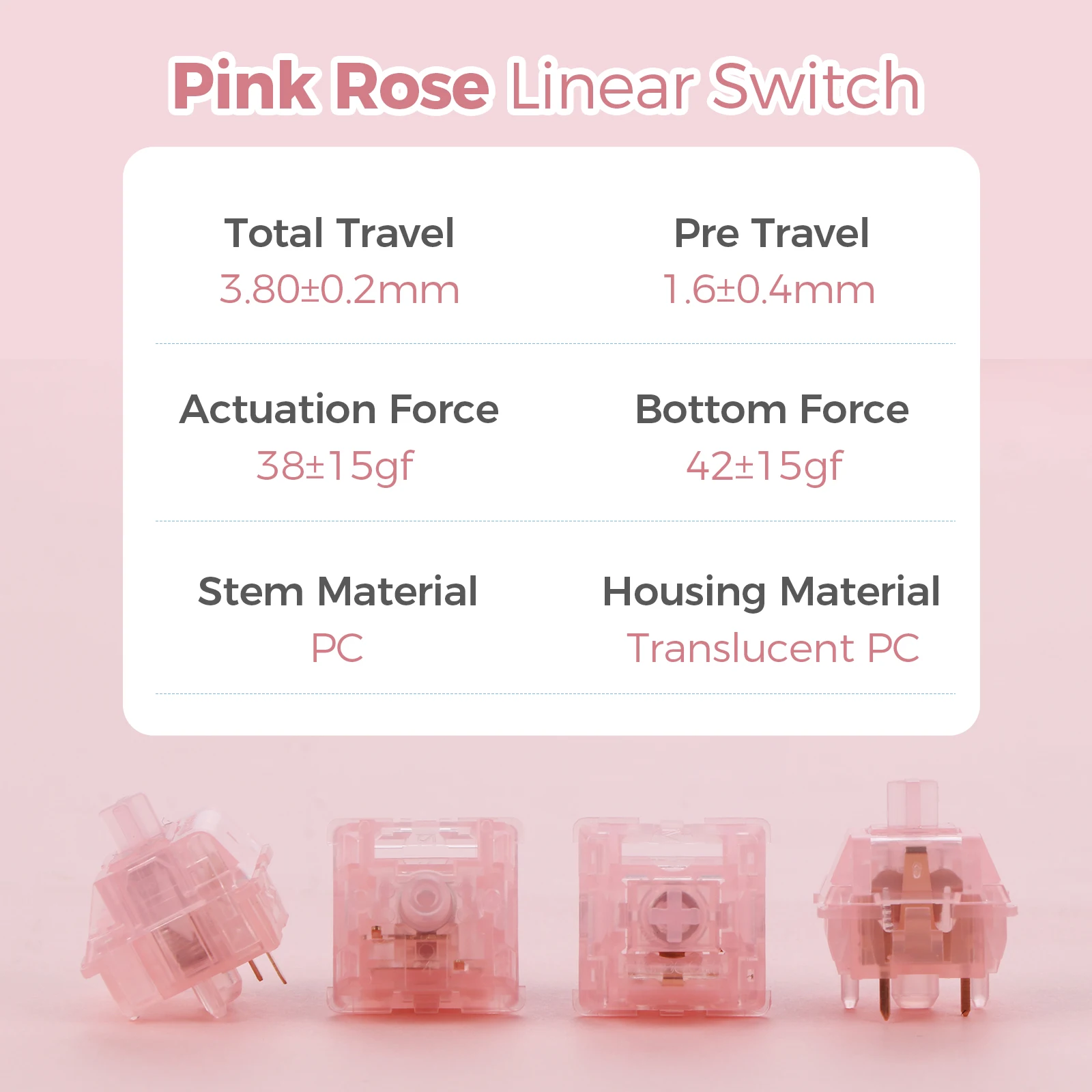 35pcs KiiBOOM Pink Rose Switches 38g 5pins Linear Mechanical Switches for Hot swappable Mechanical Keyboard