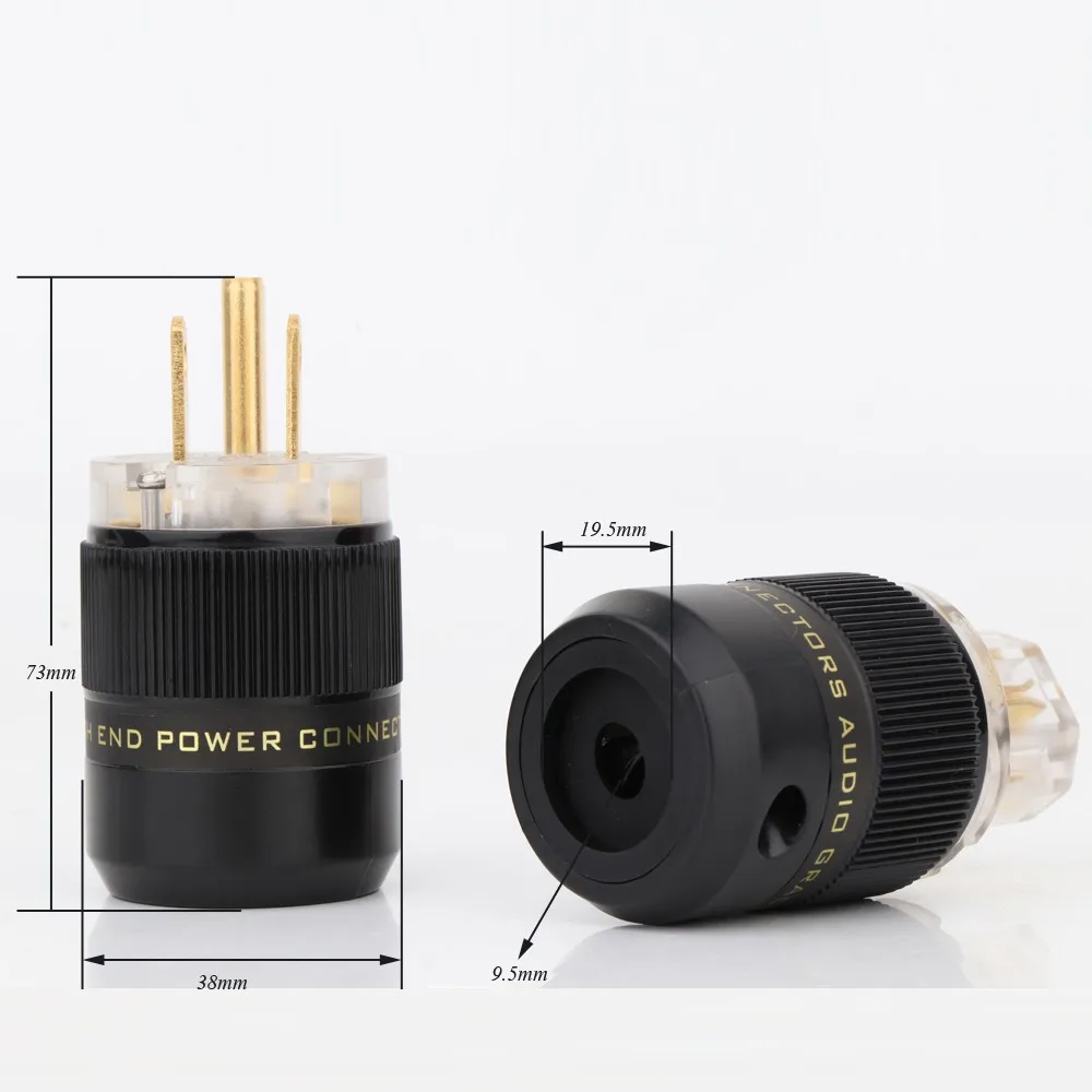 Paar P078T/C078T Messing Gold/Rhodiniert US-Version AC Netzstecker HiFi Audio Anschlüsse Adapter Jack Versorgung Stromkabel – Detail 3