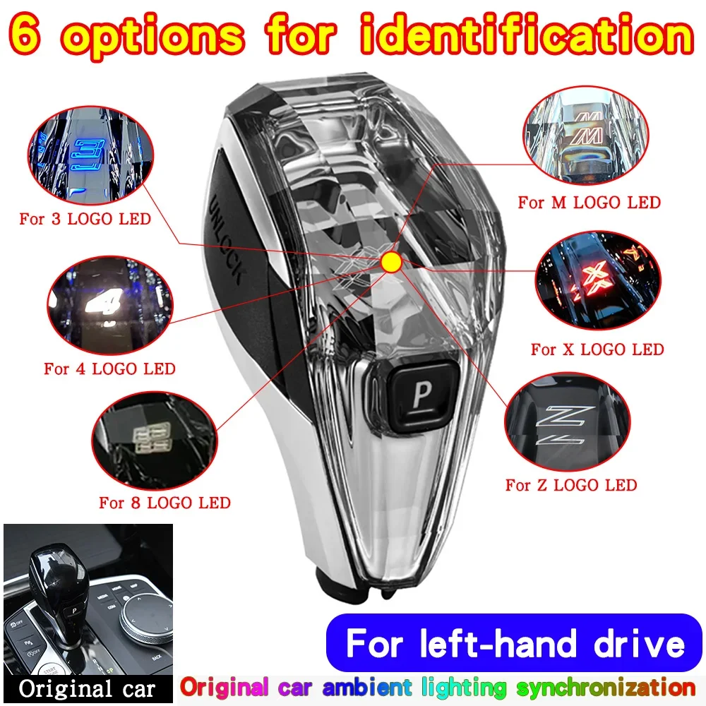 Crystal Gear Shift Knob Lever Headle For BMW 1 2 3 4 8 Series G20 G22 G29 G05 G06 G07 G08 iX3 X3 X5 X6 X7 Z4 Sync Ambient Light