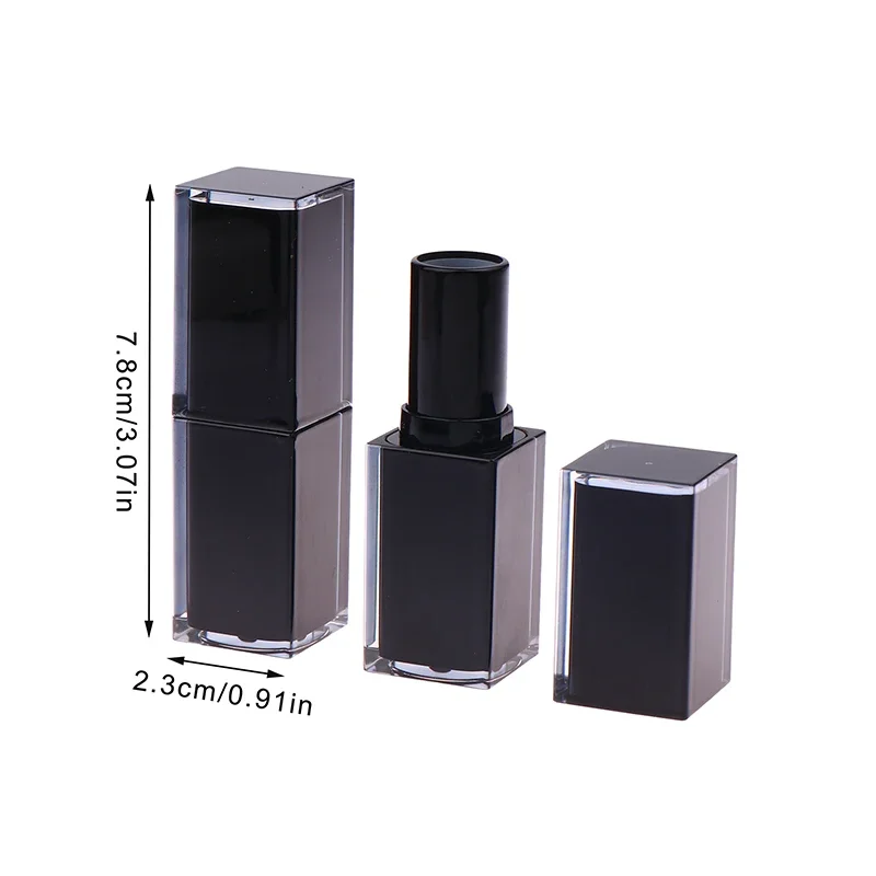 Emballage de maquillage de voyage pour brillant à lèvres, Tube de rouge à lèvres à boucle carrée de 3.6g, Tubes vides pour baume à lèvres, échantillon, conteneur de rouge à lèvres fait maison