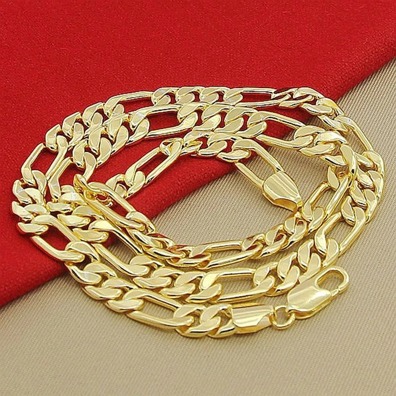 

Hot Classic 8MM sideways chain 18K gold Popular brands 925 silver Necklace for Men woman fashion Jewelrys Gifts party