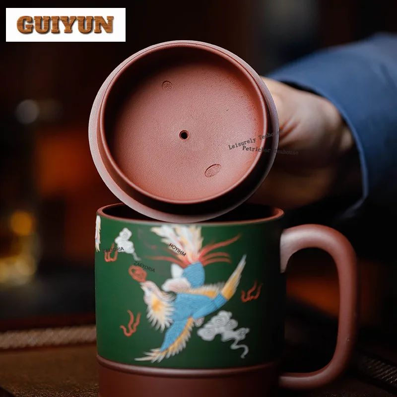 400ml Yixing Purple Clay Phoenix Coffee Mug Beer Cup Afternoon Tea Mug Office Water Cup Drinkware Ornaments Collection Craft