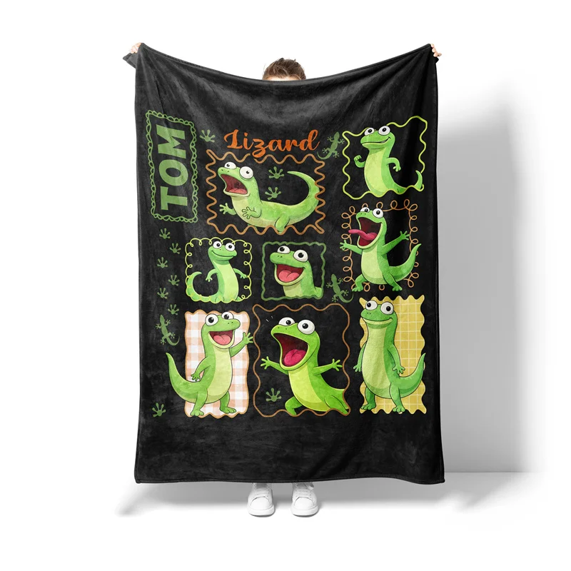 Gaslight Gatekeep Girlboss Tom The Lizard Throw Blanket Lizard Button Funny Meme Soft Fleece Blanket for Couch Bedroom Living