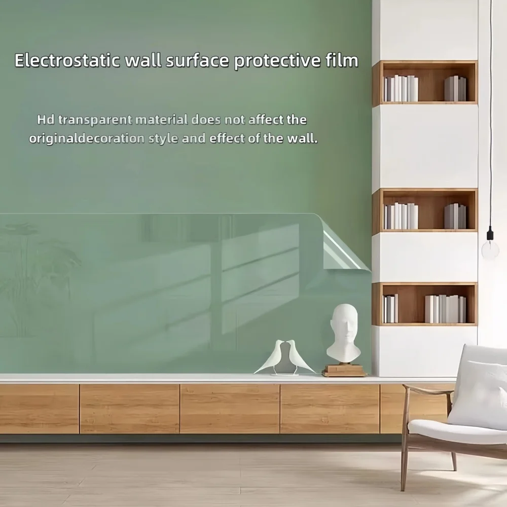 Transparent Wall Protector Film Electrostatic Adsorption Protective Film Kitchen Oil Proof Wall Sticker Self Adhesive Wallpaper