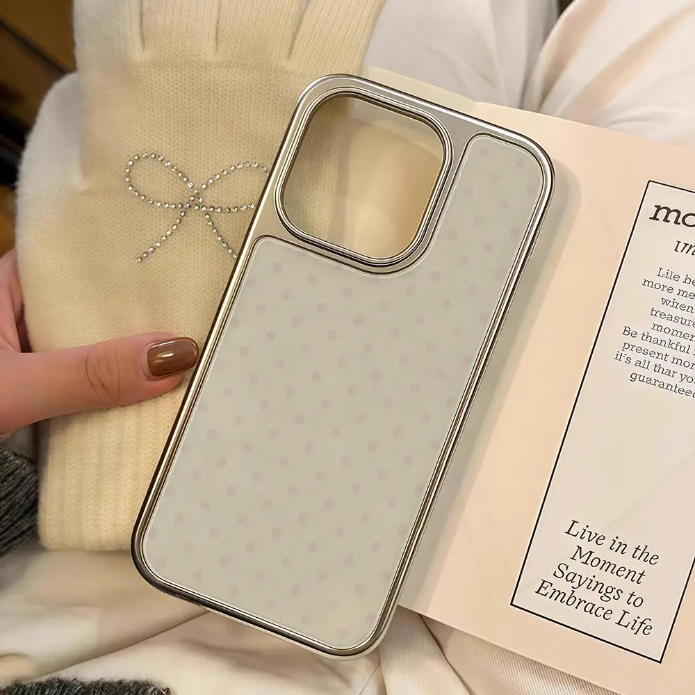 

Luxury Polka Dots Phone Case For IPhone 17 16 15 14 13 12 11 Pro Max Plus HD Magsafe Metal Frame Carbon Fiber Hard Shell