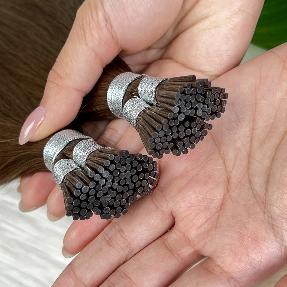 

# 4 прямых накладных хвоста коричневого цвета с I-образным креплением, 100% натуральные волосы, технология Genius Weft, 100 грамм/пучок, вьетнамские необработанные волосы