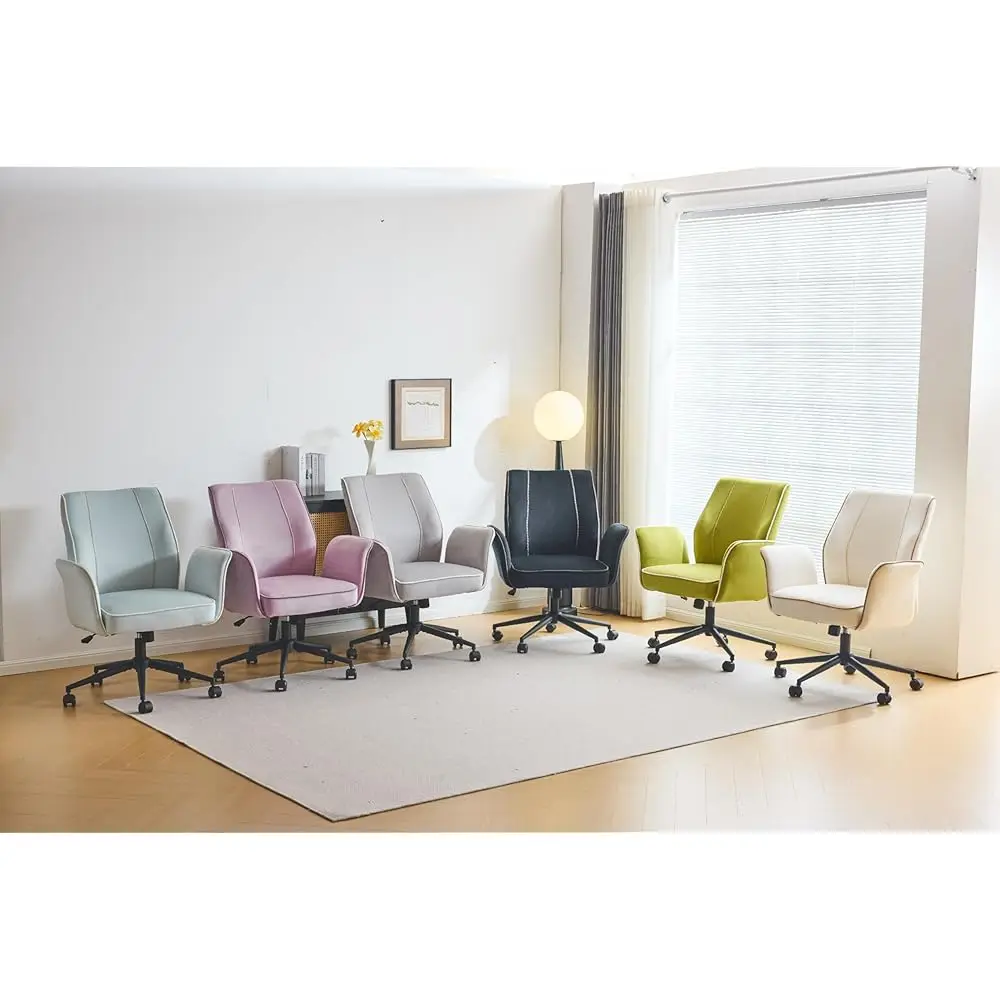 Bloom Chair,Comfy Home Office Desk Chair With Wheels & Padded Armrests,Aesthetic Vanity Chair With Back,Height Adjustable