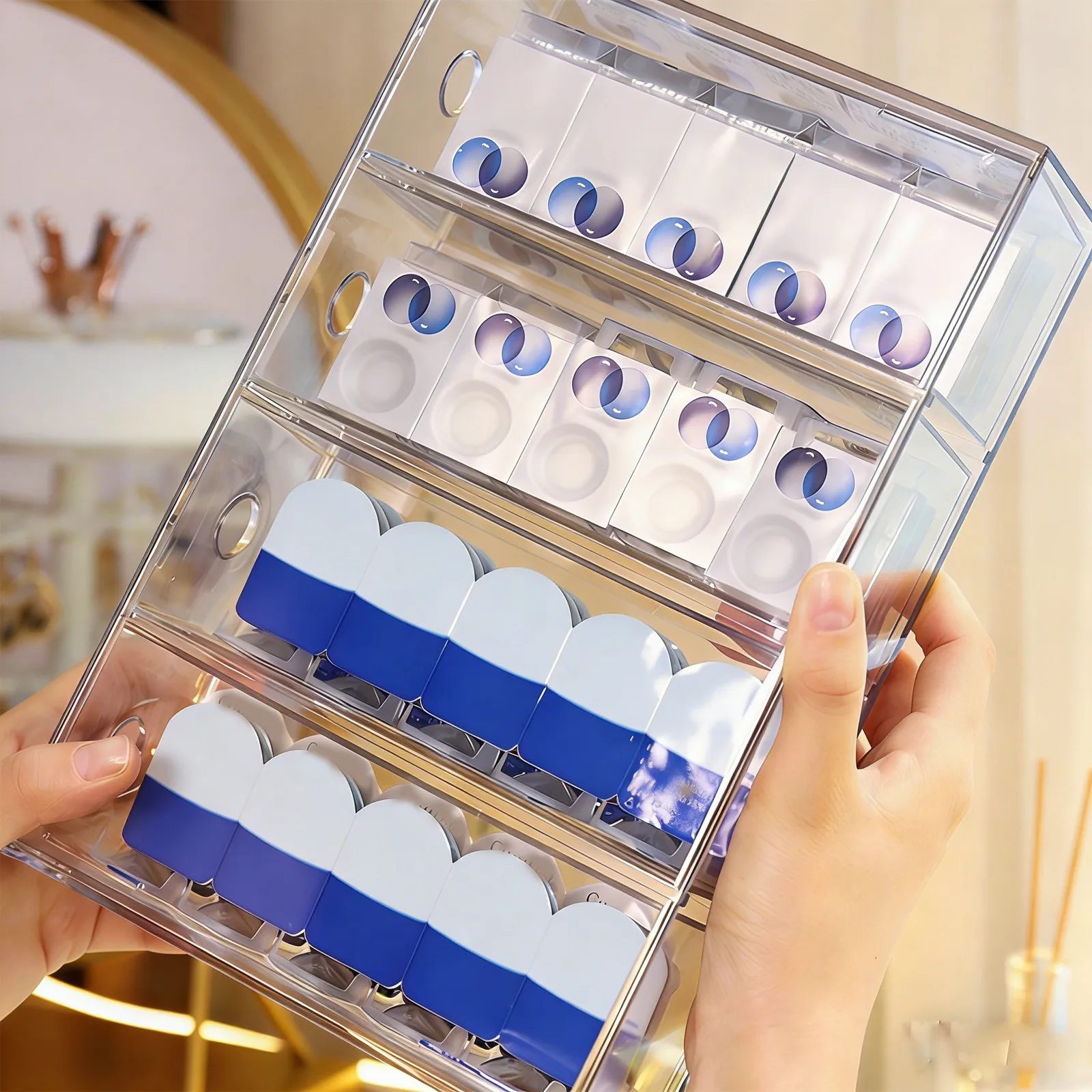 

Clear Acrylic Cosmetics Organizer Storage Box Makeup Storage Drawer Transparent Jewelry Display and Makeup Tool Holder