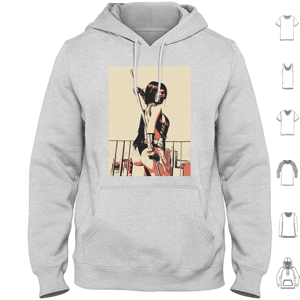 Girl , Sexy Assasin Hoodie Cotton Long Sleeve Simply Perfect Seducing Girl Nsfw Adult Art Mature Hot Woman Female Pubic Hair