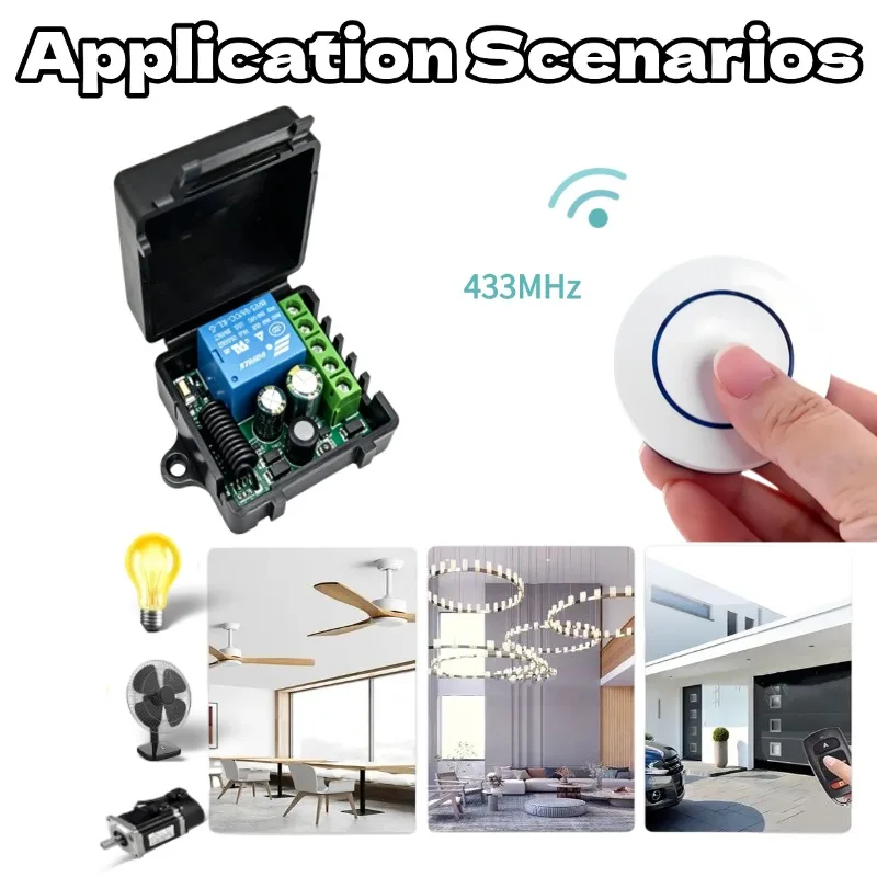 AC 110V 220V 230V 433MHz Single Channel Mini RF Relay Switch Multifunction Wireless Remote Control Switch For Garage Door Opener