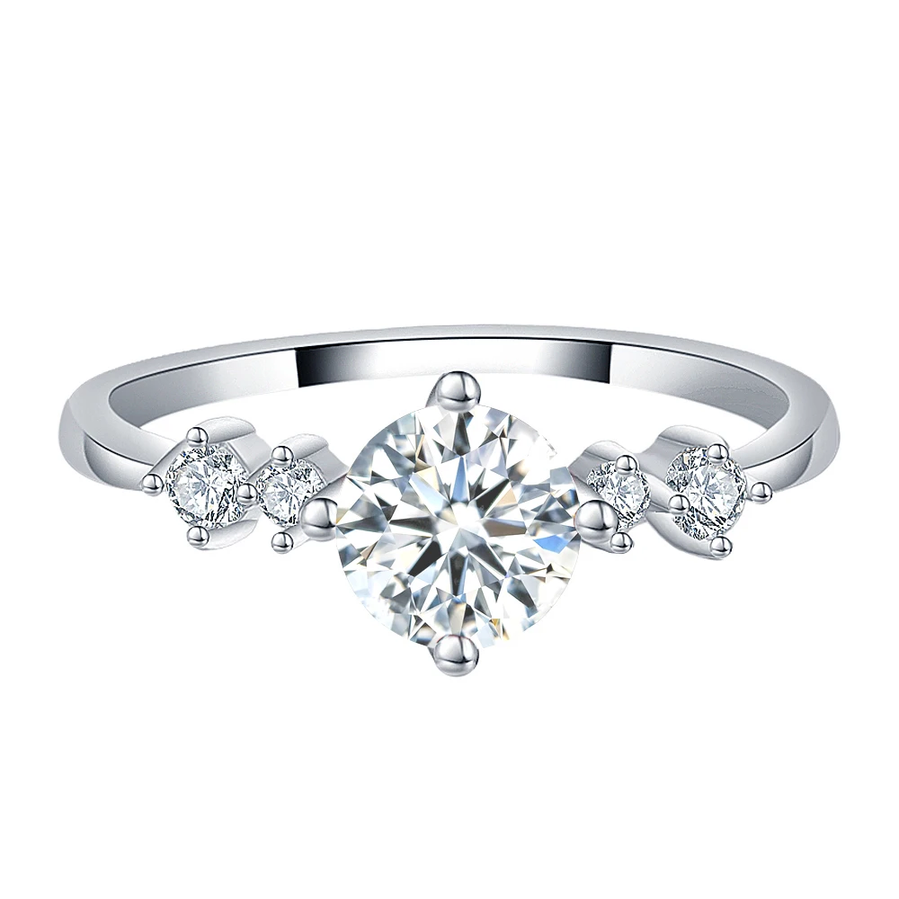 Luomansi S925 Silver Red Moissanite Ring 1 Carat with Certificate Fine Jewelry Women Anniversary Party Mother Gift