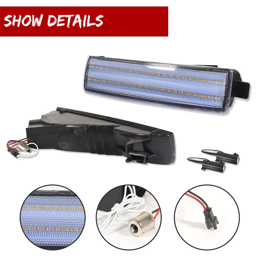 Dual-color Amber LED Front Bumper Sequential Turn Signal Lights w/ Xenon White DRL Parking Lights For Honda Prelude 1997-2001