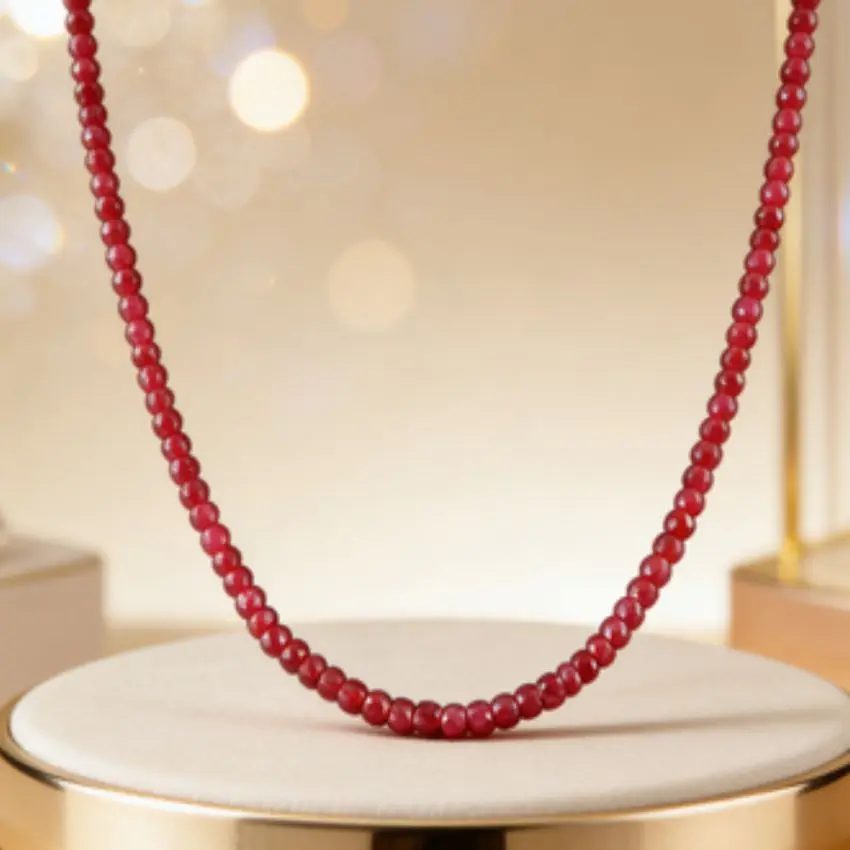 2x4mm Natural Brazil Red Ruby Gemstone Beads Necklace 18 inches Party Ear stud Mother\'s Day Ms gift Classic Fashion Beautiful