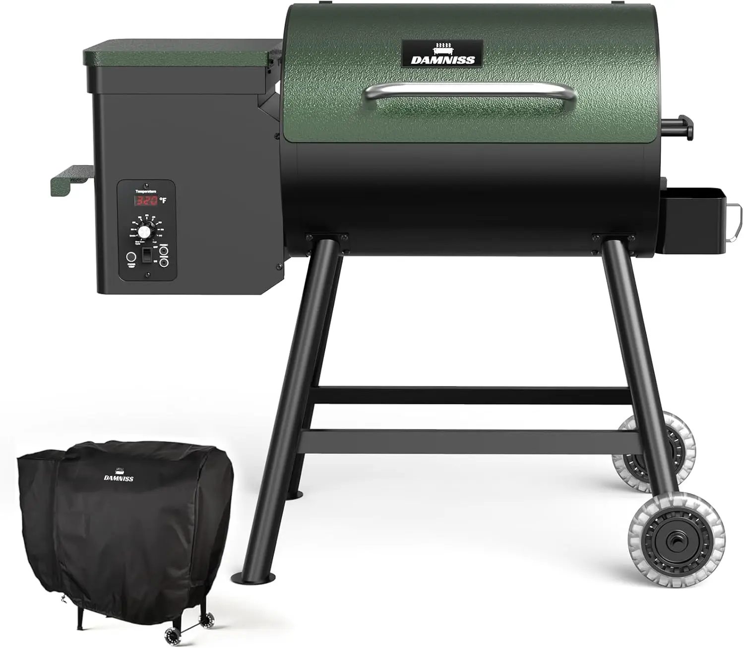 Wood Pellet Grill & Smoker 8-in-1 Pellet Grill with Automatic Temperature Control & Rain Cover 456 Sq in Area for Backyard