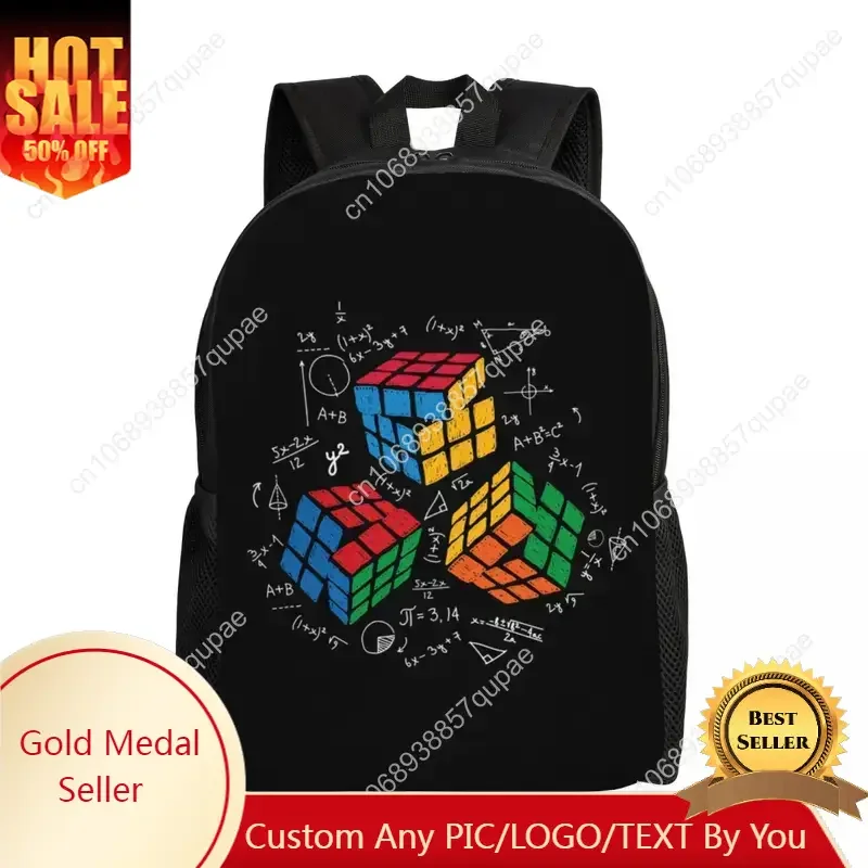 Custom Math Rubik Rubix Rubics Player Cube Math Lovers Backpack Teachers College School Bags Women Bookbag Fits 15 Inch Laptop