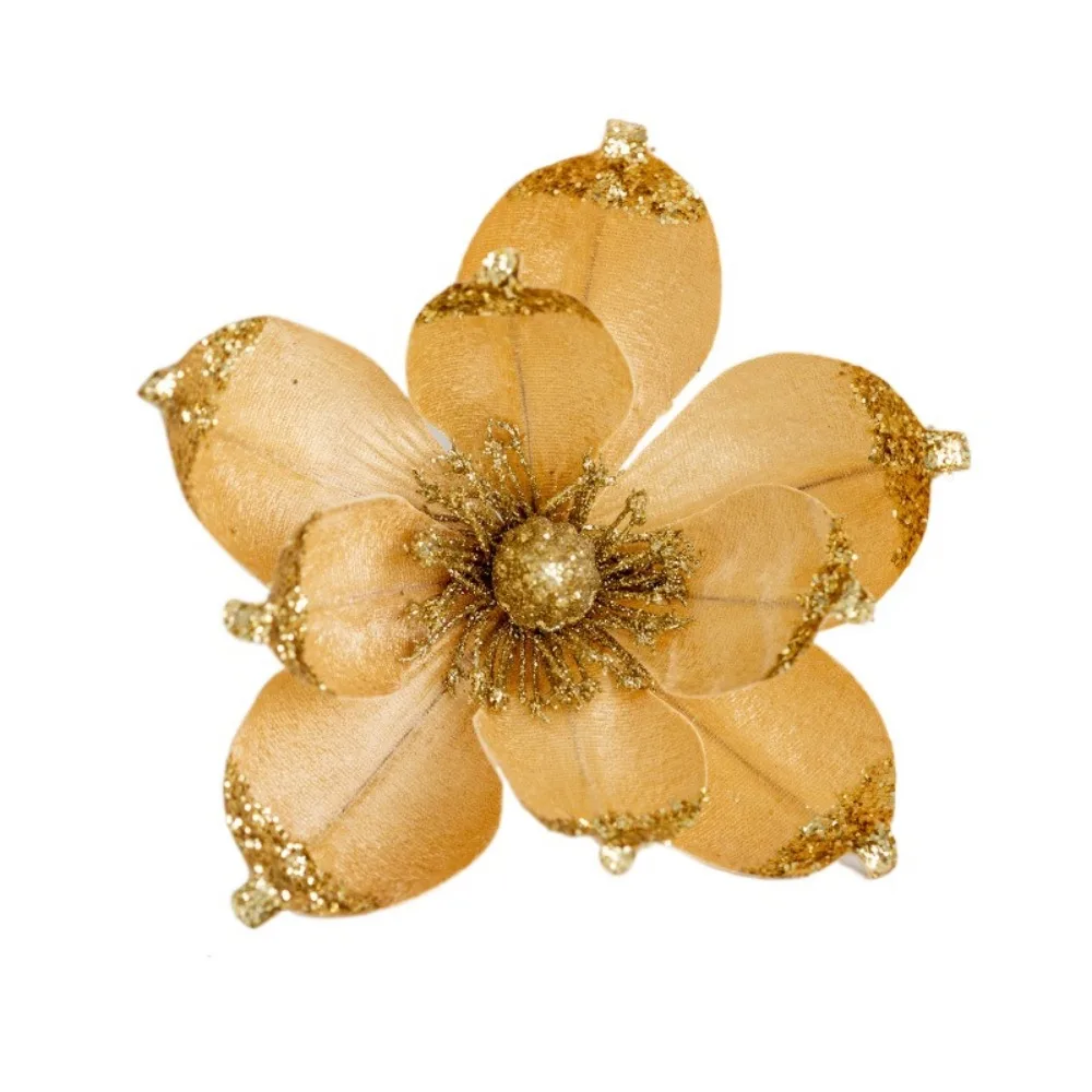 

20cm DIY Christmas Glitter Flower Simulation Long-lasting Artificial Flower Hanging Sequins Flower Home Decor