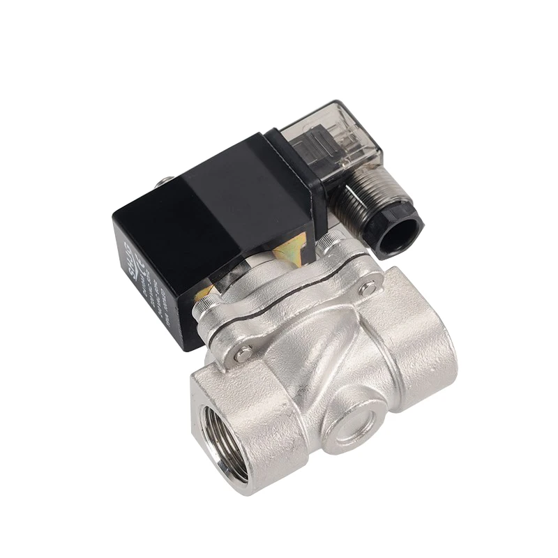 Zawór elektromagnetyczny ze stali nierdzewnej normalnie zamknięty 1/2" 3/4" 1" 2", wodoszczelny IP65, z wskaźnikiem zasilania LED, 24V 12V 220V 110V