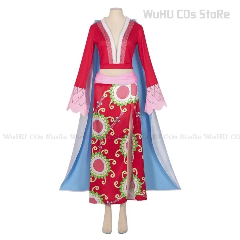 1 unidad de disfraz de Boa, vestido tipo kimono de Anime, vestido rojo para mujer, Halloween, Carnaval, capa de Hancock, peluca, trajes Cheongsam, juegos de rol; 3, k8't,