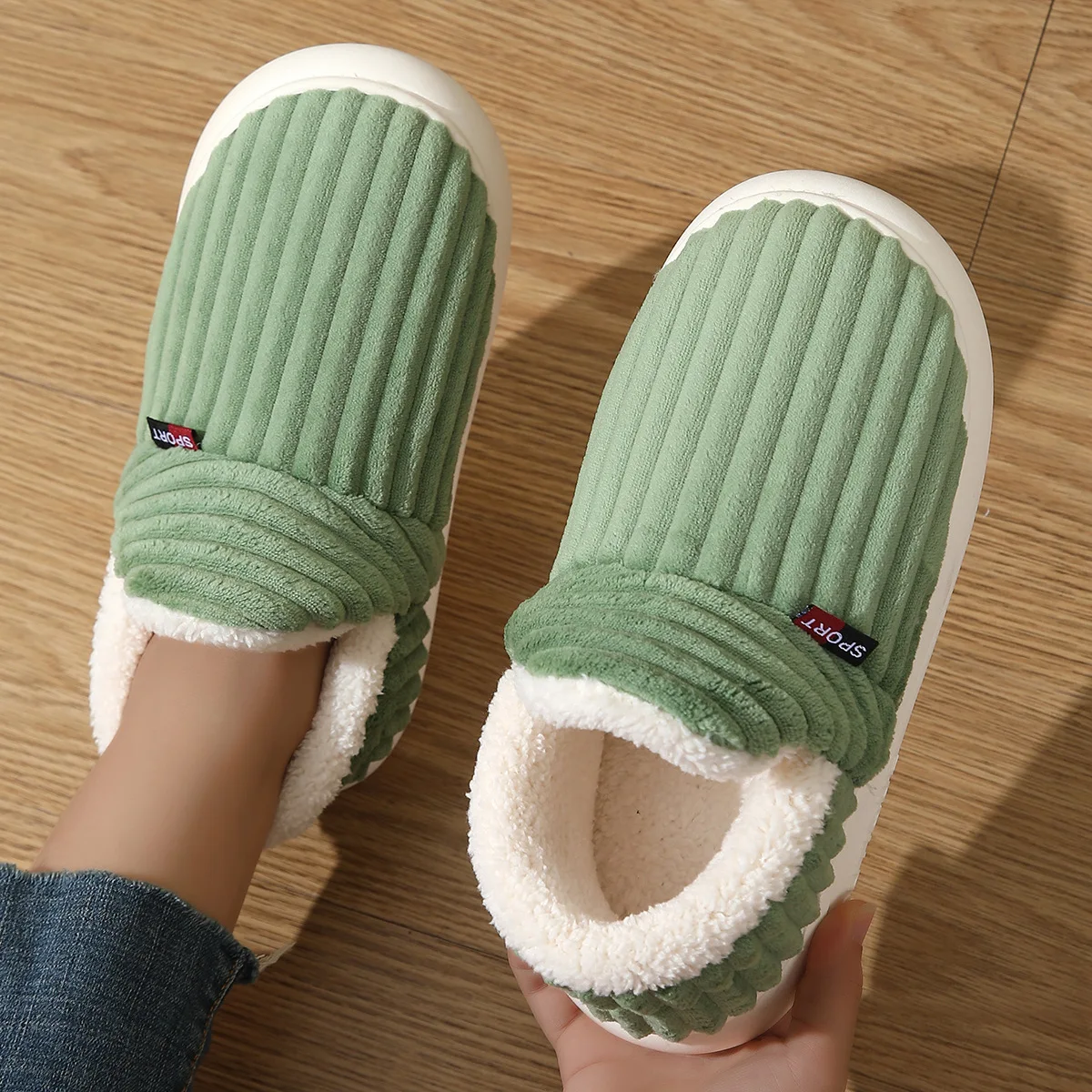 Winter men home boots mens shoe house warm soft slippers indoor couple shoes fur lined slippers Big size 46 plush shoes slipper