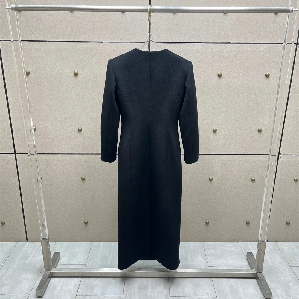 2025年冬 レディース エレガントドレス サテン ダブルブレスト コルセット ロングスカート Y2Kファッション 新作 高品質 パーティードレス ブラ