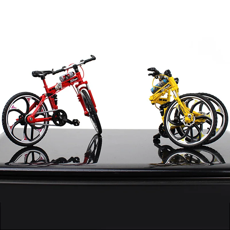 1:10 Scale Diecast Alloy Bicycle Model Mini Folding Mountain Bike Racing Cycling Toy Finger Bike Desk Ornament Collectible Gift
