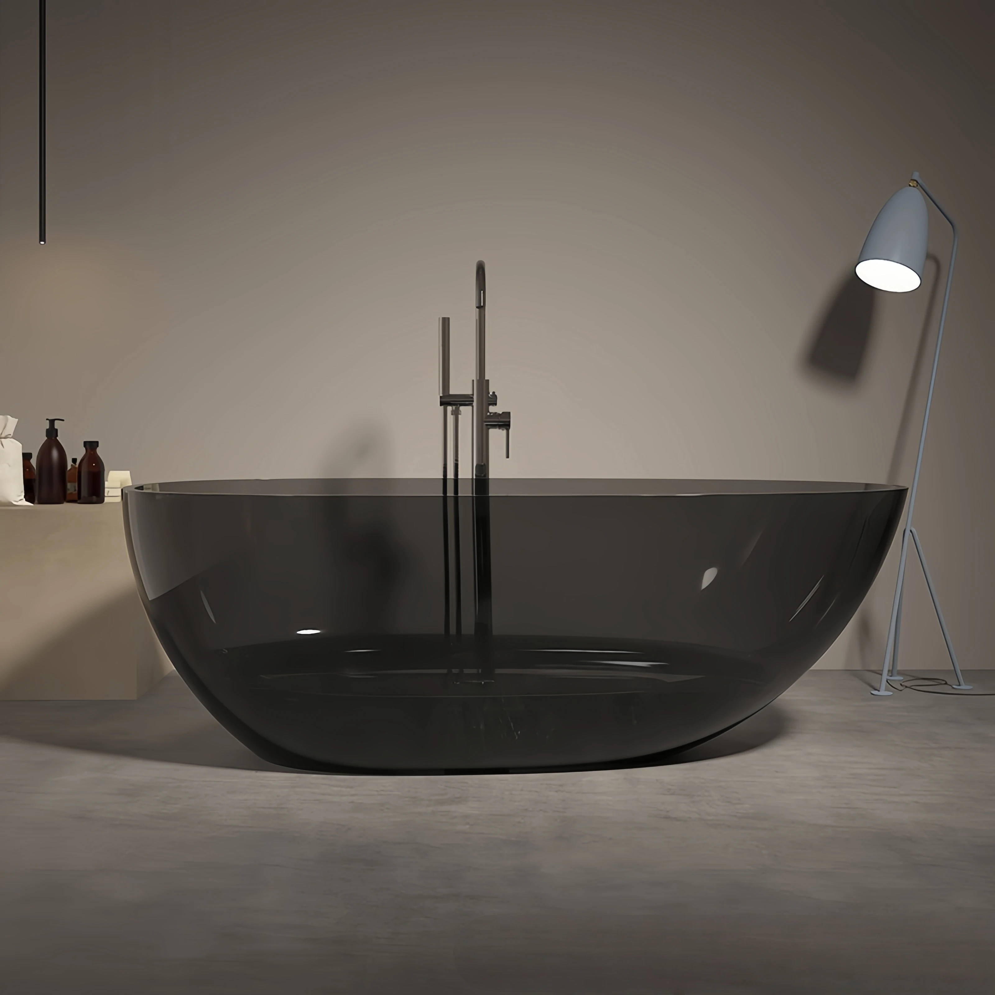 %* Hot Sales Colorful Transparent Oval Shape Resin Bathtub Double Bathtub Soaking Freestanding Eco-Friendly Durable Home Hotel U