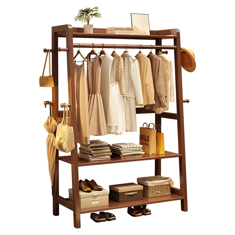 Floor-to-ceiling hanger household multi-functional solid wood