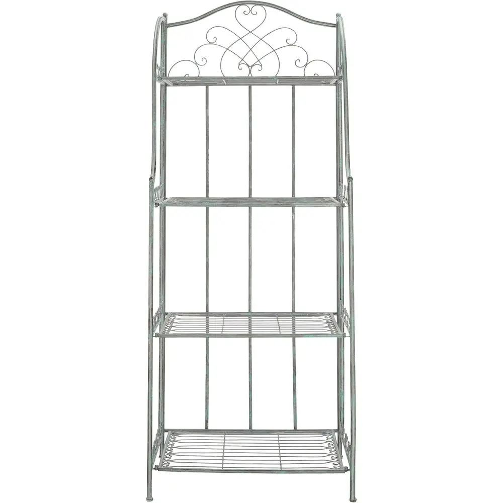 

Antique Green 4-Tier Wrought Iron Baker's Rack with Classic Style
