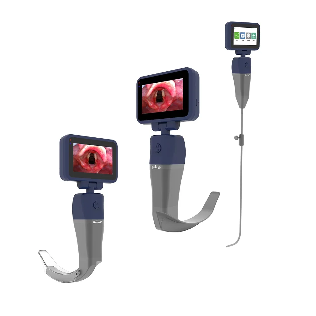 Anesthesia Video Laryngoscope for Intubation, Include 3 inch RGB HD Screen, 1 Reusable Blade and Suitcase, 6 Blades to Choose