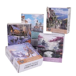 70cm*50cm 1000 Pieces Jigsaw Puzzle 1.1MM Adult Stress Relief Cartoon Landscape Art Painting Puzzle Children's Toys Gift