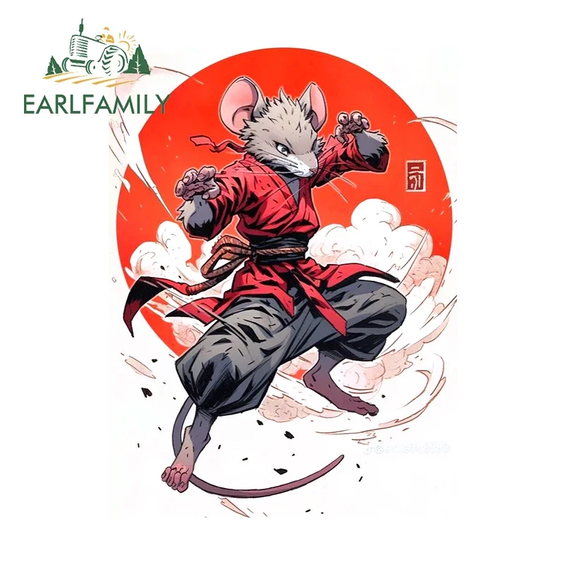 EARLFAMILY 13cm X 9.6cm For Mouse Jiujistu Animal Fierce Samurai Car Stickers Waterproof Personality Decals Car Door Protector