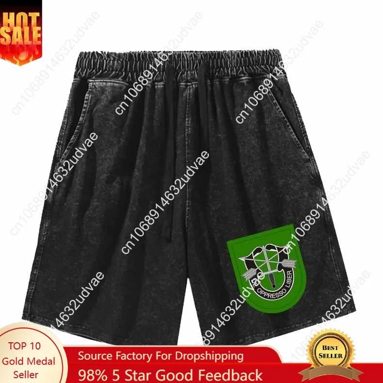 

US 10th Special Forces Group Shorts Man Woman Teenager Retro Short Pants Elastic Soft Beach Shorts Pattern Text Customized Pant