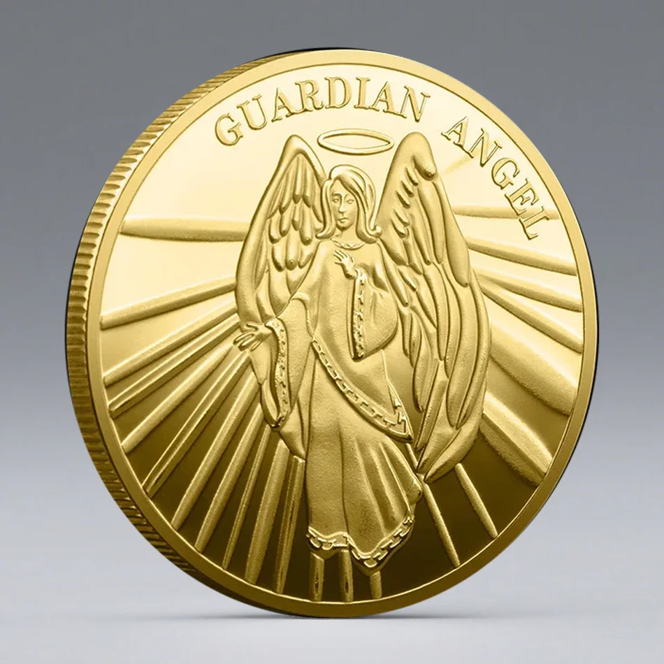 عملة تذكارية للملاك الحارس الأوروبي والأمريكي مطلية بالذهب عملات طبيعية قابلة للجمع
