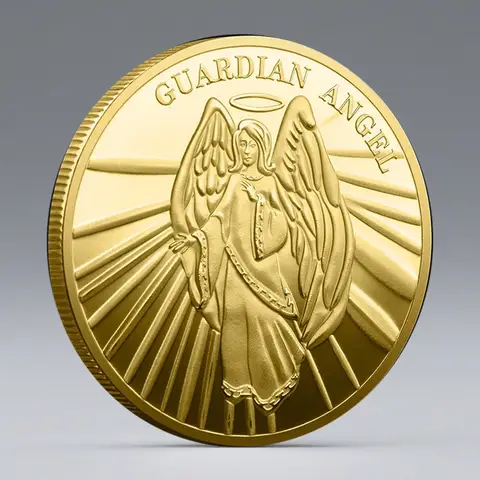 Europäische und amerikanische Schutzengel-Souvenirmünze, vergoldete Natur, Patrouillenmann-Sammelmünzen