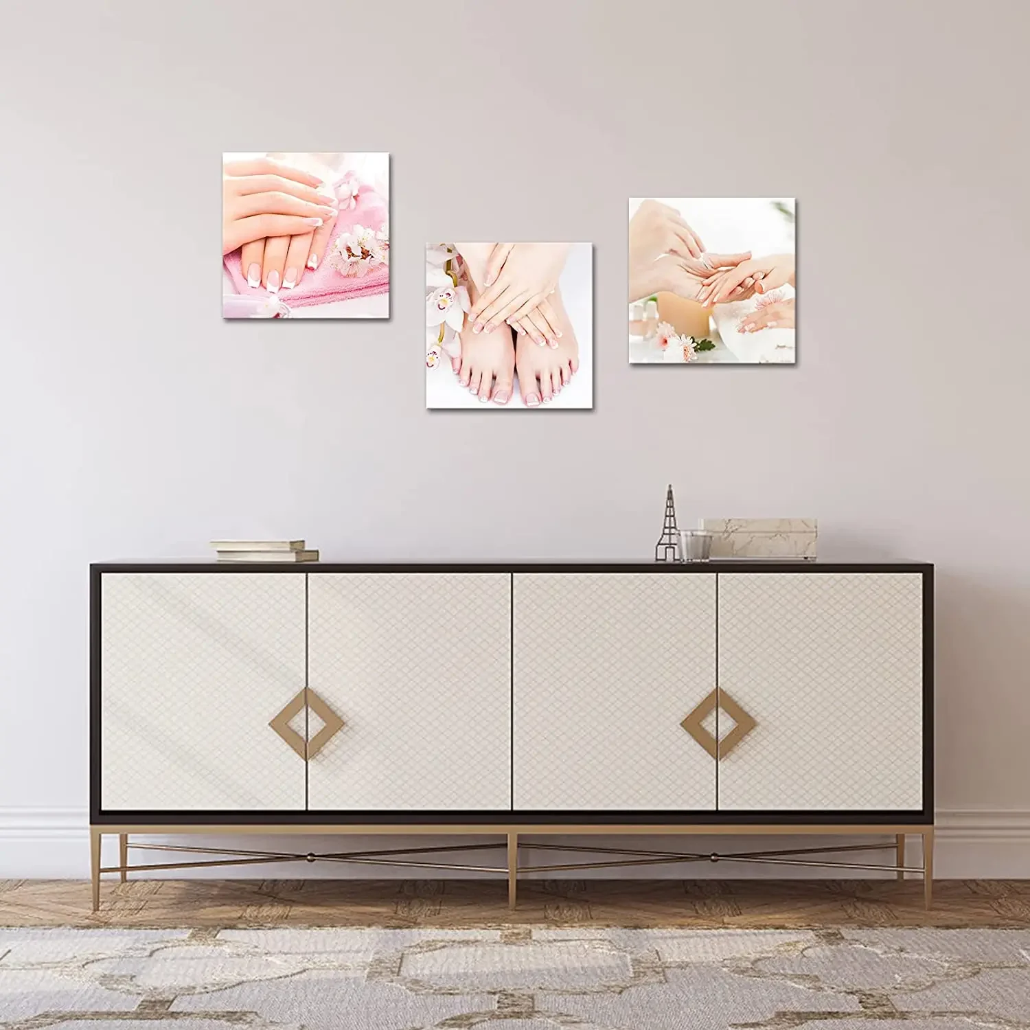 3 Pcs Fashion Pink Nail Foot Manicure Spa Beauty Salon Posters Wall Art Canvas Pictures Home Decor HD Paintings Room Decorations