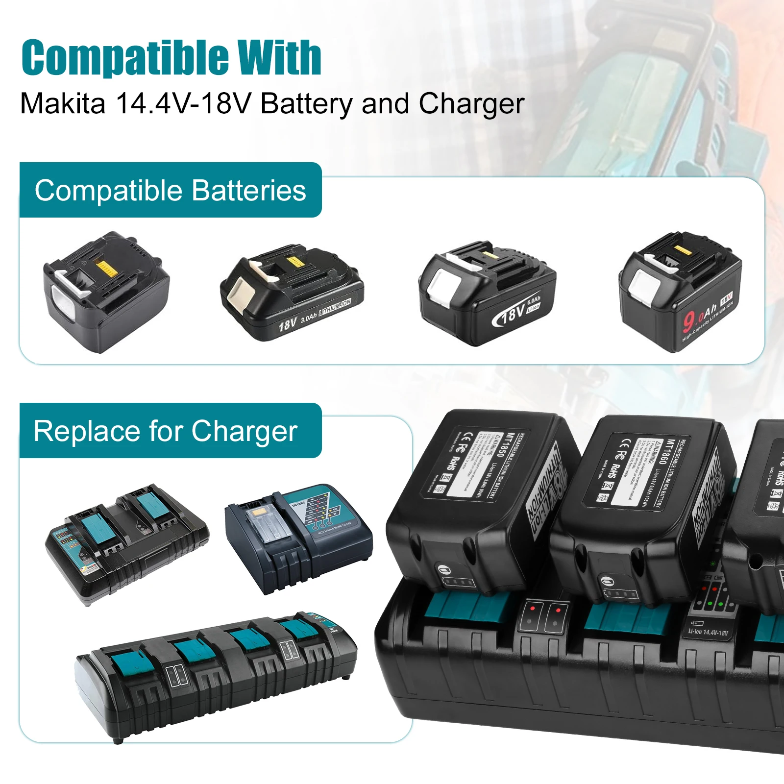 DC18SF For Makita 18V 14.4V 4 Port Li-ion Battery Charger For Makita 14.4V-18V BL1430 BL1830  BL1850 DC18RD DC18RC 3A