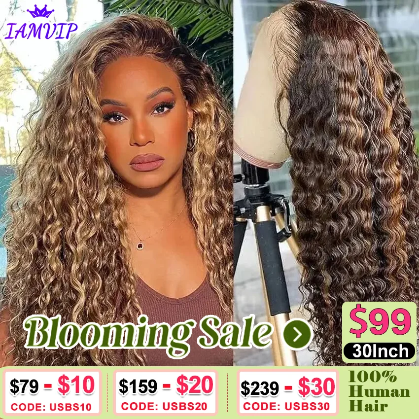 Vurgulamak insan saçı derin dalga Frontal peruk 13x6 Hd dantel kahverengi dantel ön İnsan saç peruk tutkalsız peruk insan saçı hazır giymek