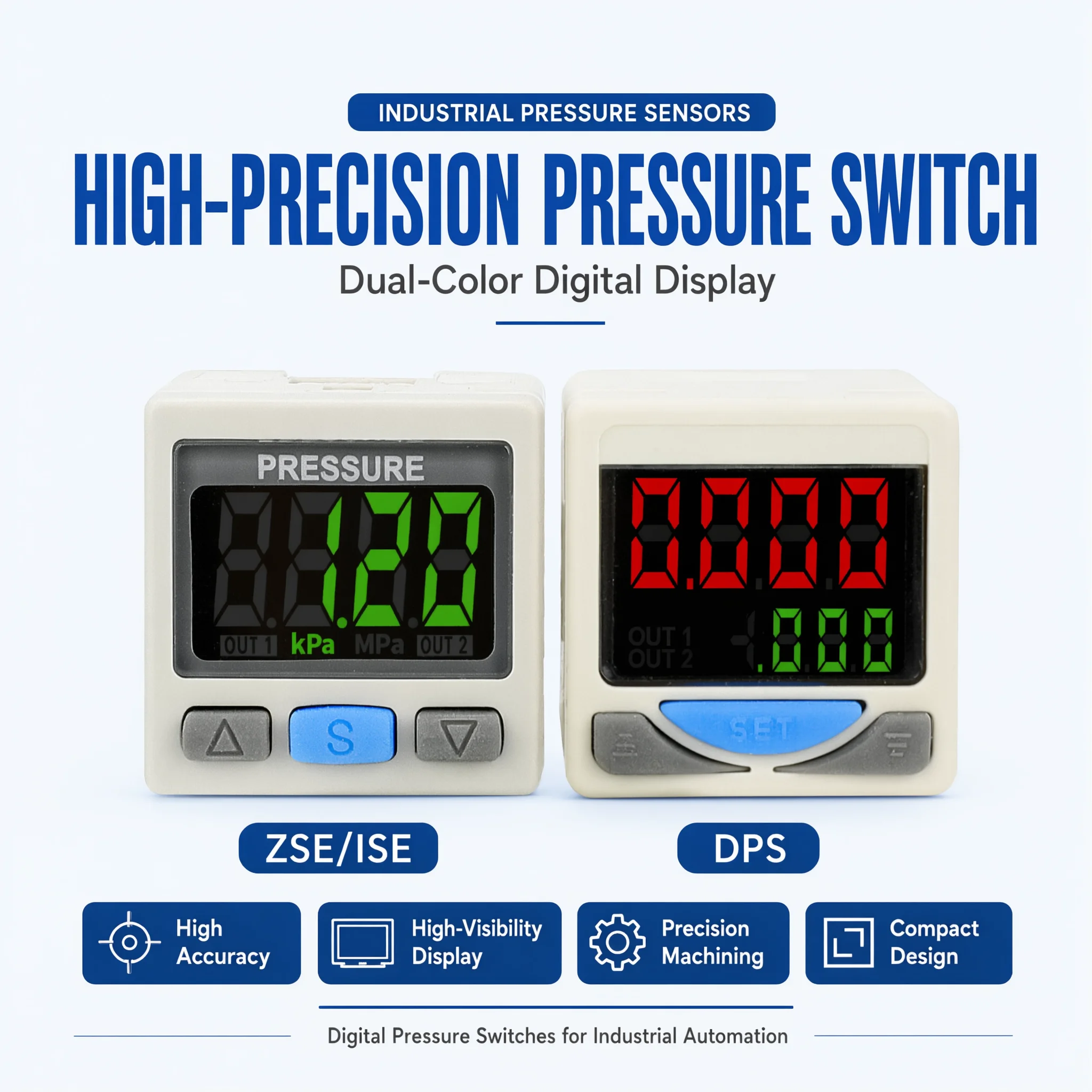 ZSE30AF Digital Pressure Switch Vacuum Gauge ISE Positive Pressure Sensor DPSN1 NL Pneumatic Air Pressure Controller