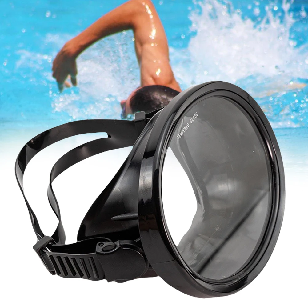 Oval Diving Mask Single Lens Scuba Mask Tempered Glass Lens Freediving Water Mask Anti-Fog Adjustable for Swimming Snorkeling
