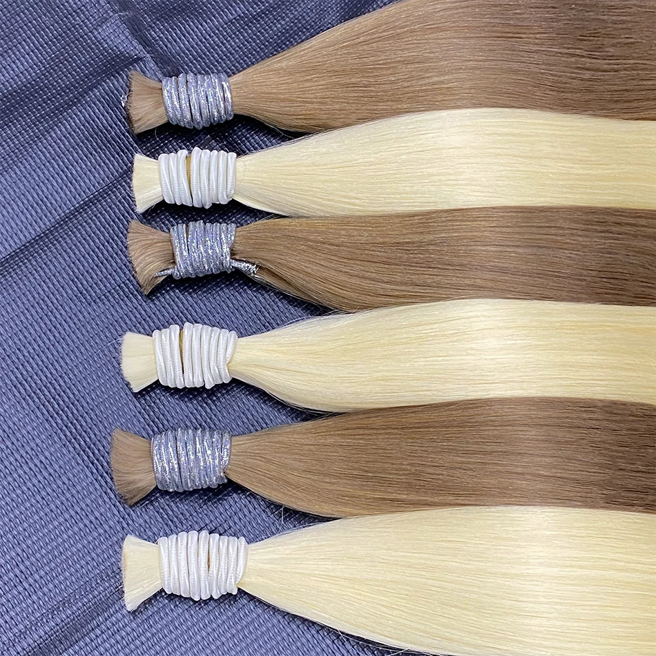 

613 Honey Blonde Real Virgin Straight Human Hair Bulk Extension Weaving For Braiding Unprocessed No Weft 10 Color 30 Inch Hair