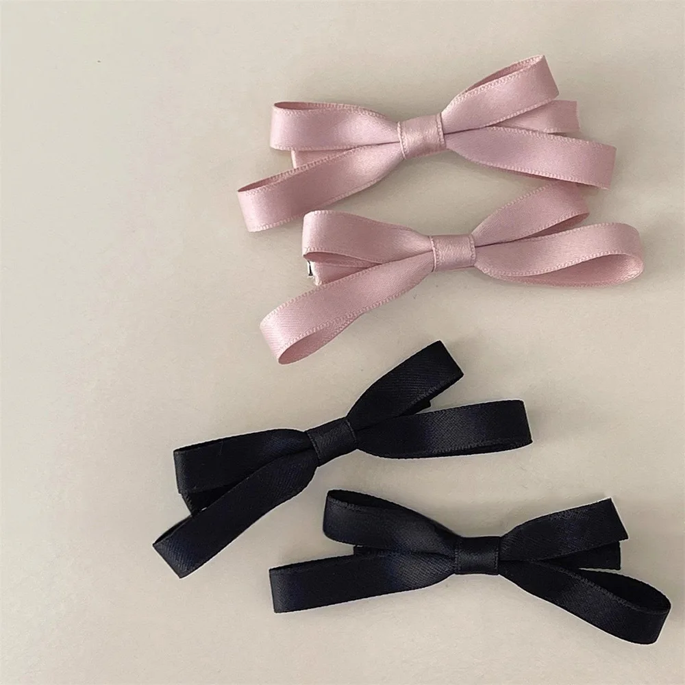 4 Uds correa de algodón Ballet chica arco Clip de pelo pico de pato Clip de flequillo lateral tarjetas de pelo accesorios para el cabello