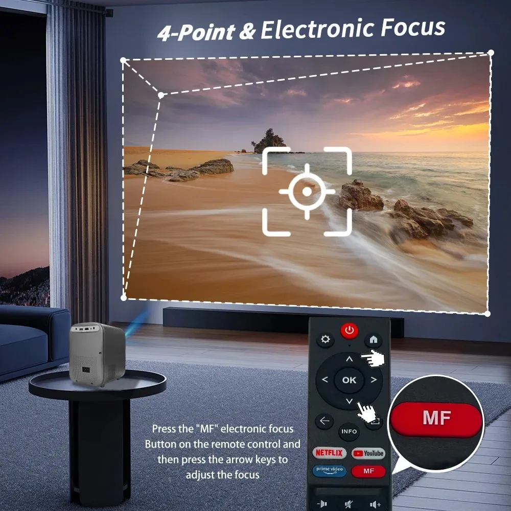 Everycom Touyinger NFX-007 Proyector Full HD 1080P 8000 lúmenes Wifi Smart Home Cinema Beam Linux compatible con enfoque electrónico HDR10